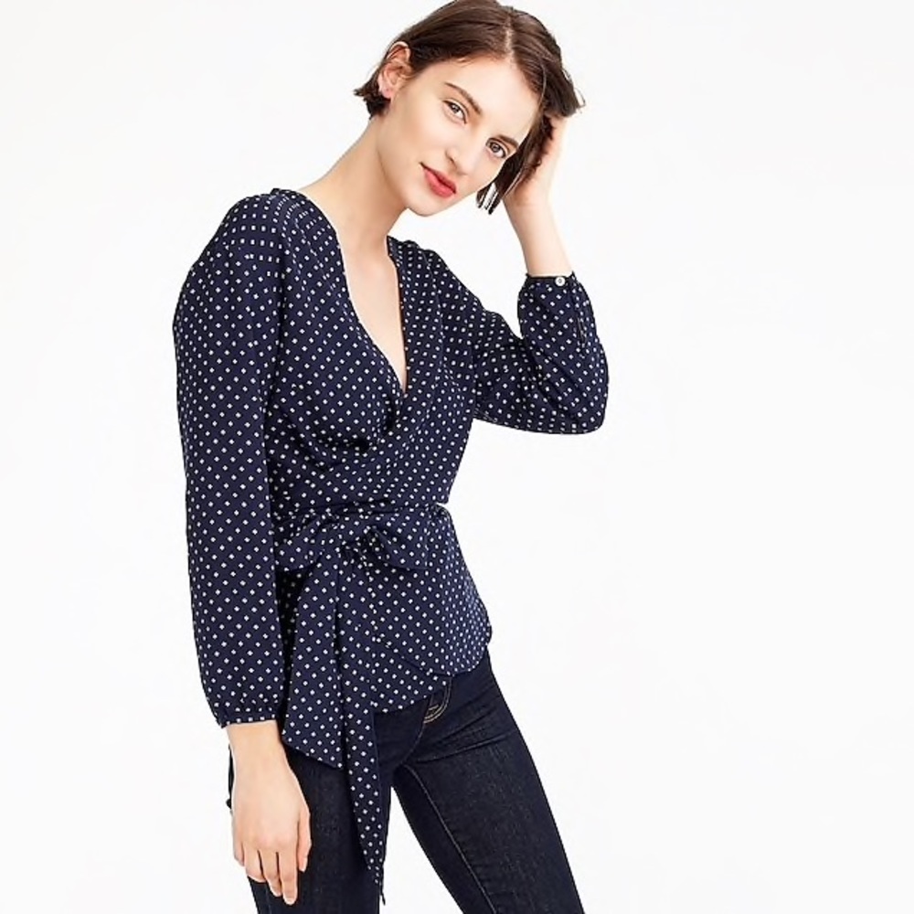 J. Crew wrap top in foulard floral